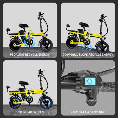 14" Foldable E-Bike: 48V 750W Peak Power,48V 20Ah Removable Lithium-Battery, 15.5Mph, 50Mile Range, 243Lbs Capacity, Electric Bike for Commuting & Short Trips — product view 11