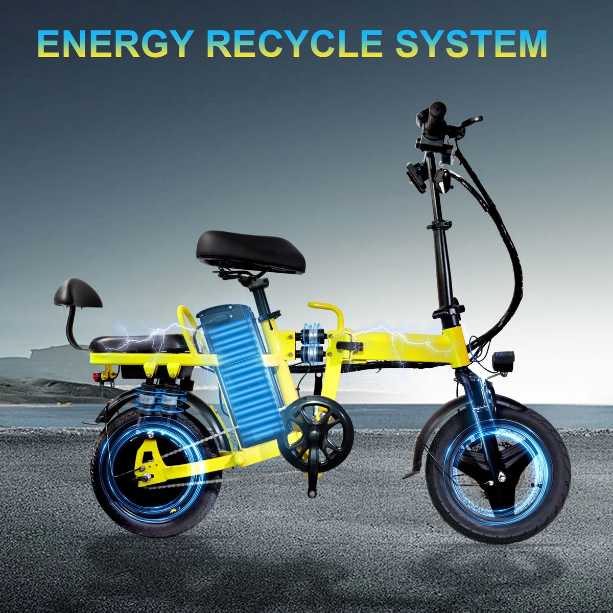 14" Foldable E-Bike: 48V 750W Peak Power,48V 20Ah Removable Lithium-Battery, 15.5Mph, 50Mile Range, 243Lbs Capacity, Electric Bike for Commuting & Short Trips — product view 12