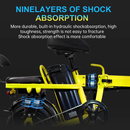 14" Foldable E-Bike: 48V 750W Peak Power,48V 20Ah Removable Lithium-Battery, 15.5Mph, 50Mile Range, 243Lbs Capacity, Electric Bike for Commuting & Short Trips — product view 6