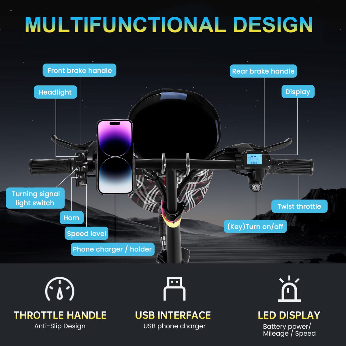 14" Foldable E-Bike: 48V 750W Peak Power,48V 20Ah Removable Lithium-Battery, 15.5Mph, 50Mile Range, 243Lbs Capacity, Electric Bike for Commuting & Short Trips — product view 8
