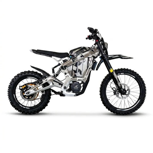 Electric Dirt Bike Built for Off-Road Adventures, Motocross Components, All-Terrain Performance, Premium Build — Studio Shot