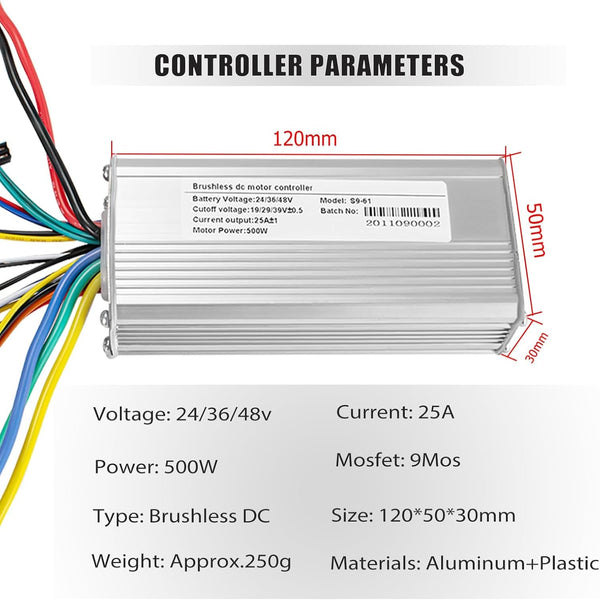 CSBST 24V–48V 500W E-Bike Controller Kit with LCD