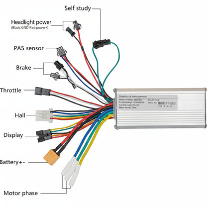 24V 36V 48V Ebike Controller Kit 500W Brushless Controller and LCD Display | 25A Brushless Motor Controller for Ebike, Electric Scooter Controller Replacement or Upgrade, Hall E Bike Speed Controller — product view 3