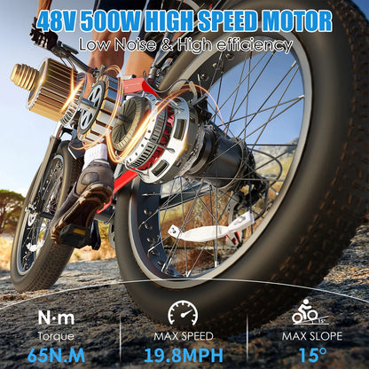 26"X4.0 Fat Tire Electric Bike, 624Wh Battery, 48V 500W Ebike Electric Mountain Bike, Cruise Control Mode, Adult E Bikes for Men, LCD Meter, 7-Speed Snow Bike Beach E-Bike for Adults UL2849 — product view 2