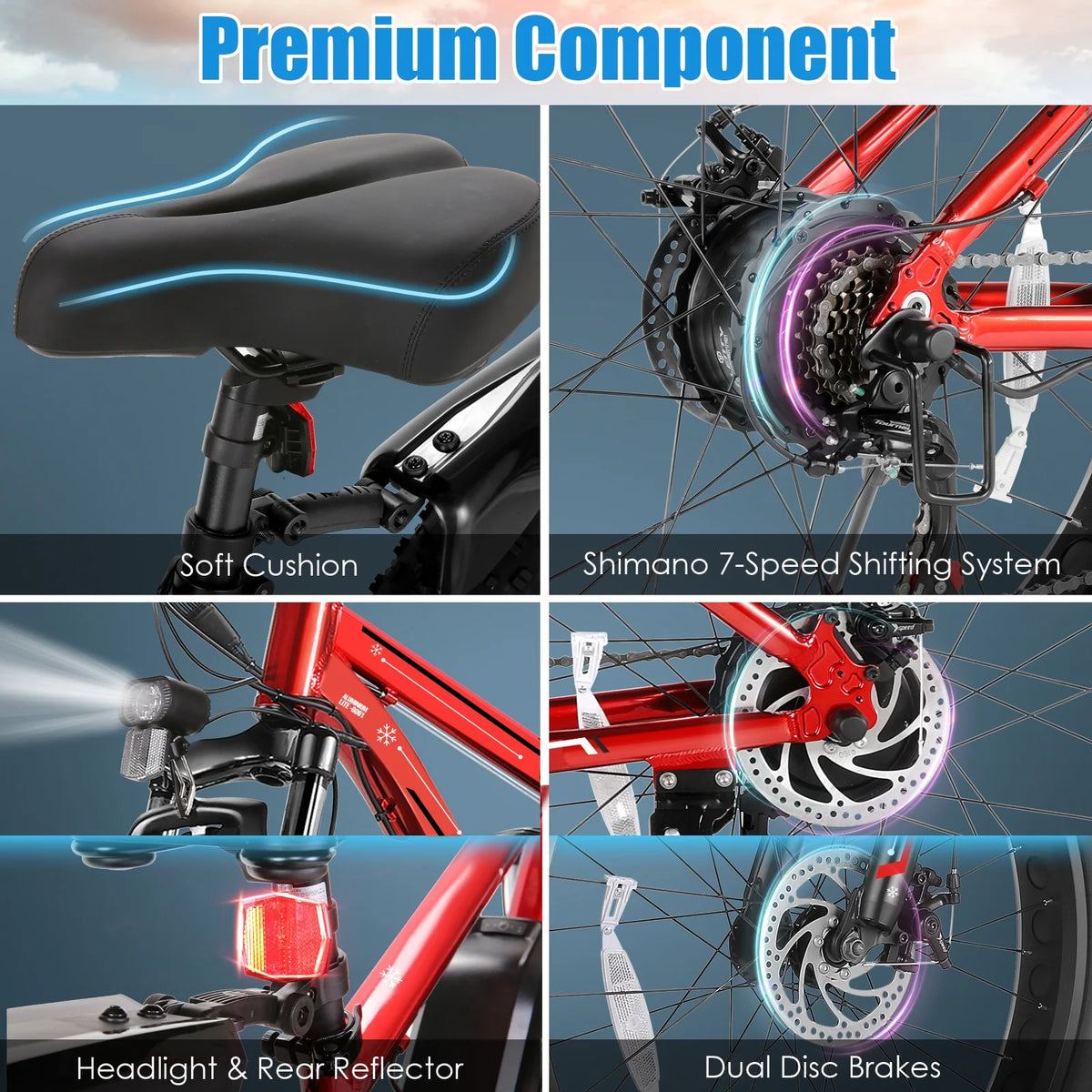 26"X4.0 Fat Tire Electric Bike, 624Wh Battery, 48V 500W Ebike Electric Mountain Bike, Cruise Control Mode, Adult E Bikes for Men, LCD Meter, 7-Speed Snow Bike Beach E-Bike for Adults UL2849 — product view 6