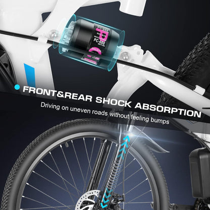 M026TGB Electric Bike 26" Electric Bike for Adults, 500W (Peak 1000W Motor Folding Electric Mountain Bike, 48V Removable Battery Ebike, 21 Speed Ebike, up to 50 Miles