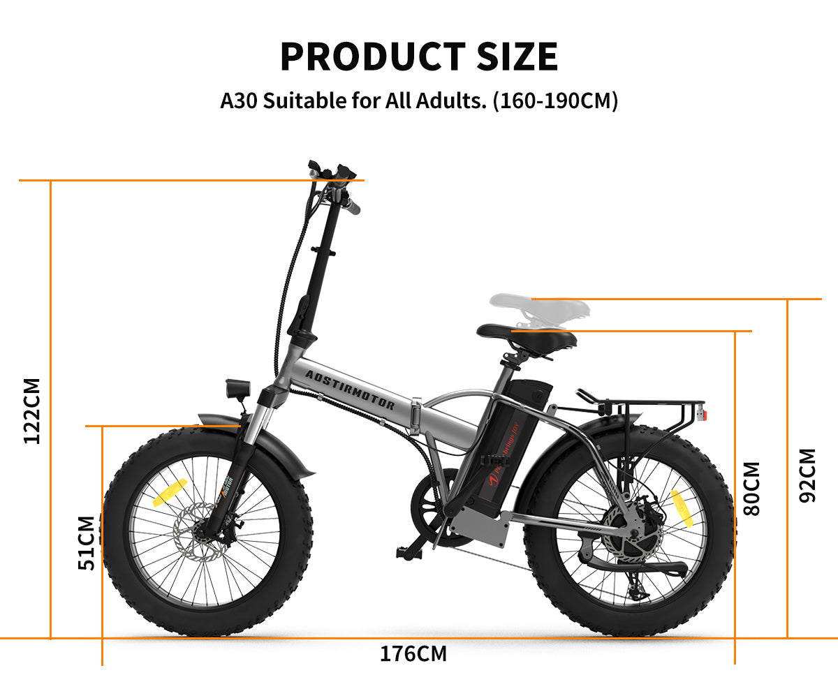 20x4.0 Inch Foldable Fat Tire Electric Bike 48V 12.5AH Extended Range Dual Disc Brakes  Fenders