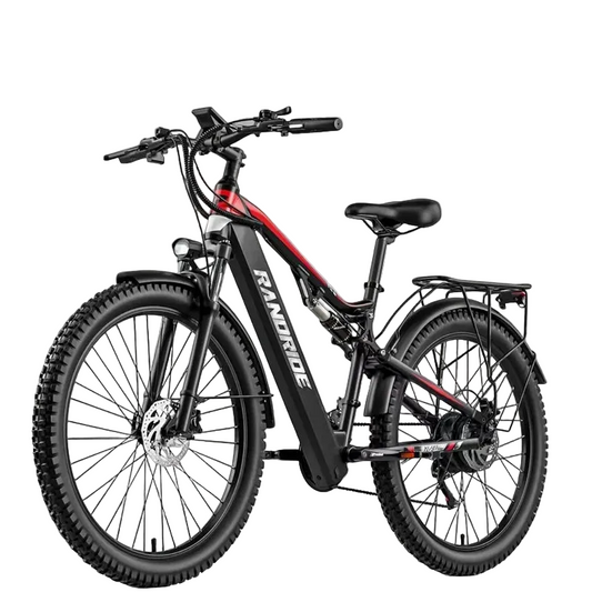 Electric Bicycle RANDRIDE YG90 1000W 48V17AH Hydraulic Brake E-bike with Full Suspension  21 Gears Shift Free Rack Electric bike