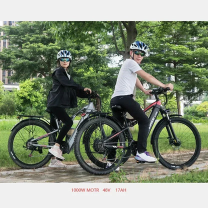 Electric Bicycle RANDRIDE YG90 1000W 48V17AH Hydraulic Brake E-bike with Full Suspension  21 Gears Shift Free Rack Electric bike