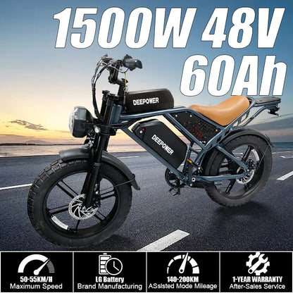 QS7 electric bicycle 1500W brushless motor 60Ah performance E-bike battery single rider off-road motorcycle performance