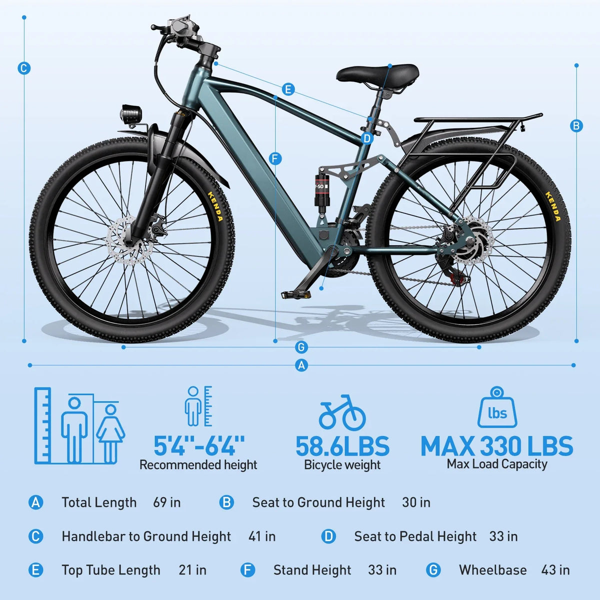Adults Electric Bicycle, 26" 24" Electric Mountain Bike with 36V Battery Peak 500W Motor,21 Speed Ebike Electric Bike for Adults