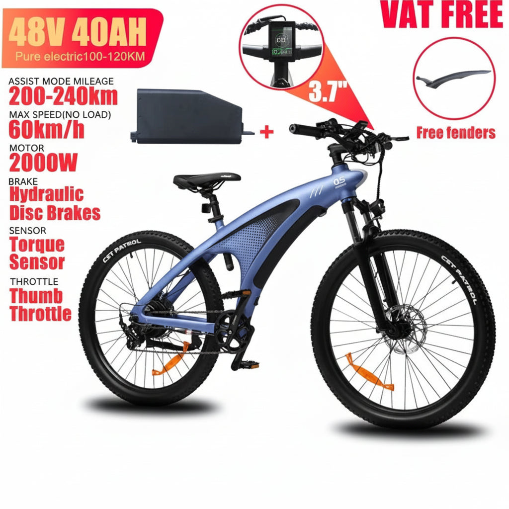 HUANCI Q5 Electric Bike for Adults 2000W Off-road Tire E Bike 48V 20Ah Battery 60KM/H Electric Bicycle for Commuting Long Range