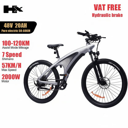 HX Q5 Ebike 2000W Adults Electric Bike 85Nm 57KM/H Electric Bicycle 27.5*2.25 Inch Removable battery Electric Mountain Bike