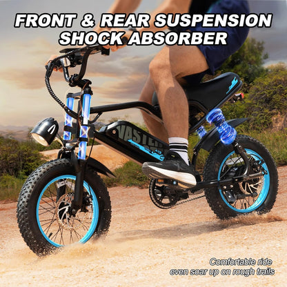 Electric Bike, A13 16'' Ebike for Adults/Teens, 1000W Peak Fat Tire E-Bike with 36V/12.8Ah Removable Battery, up to 20MPH, 45 Mile Range, Electric Dirt/Mountain Bike for Youth/Woman/Men — product view 6