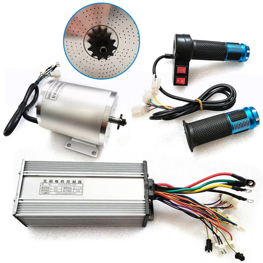 Electric Brushless Dc Motor Kit 60V 2000W Brushless Motor with Controller and Pair of Universal Throttle Conversion Kit for Electric Scooter Bike Motorcycle DIY Part