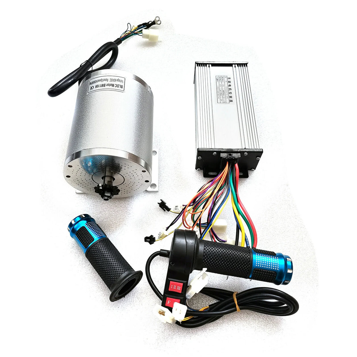 Electric Brushless Dc Motor Kit 60V 2000W Brushless Motor with Controller and Pair of Universal Throttle Conversion Kit for Electric Scooter Bike Motorcycle DIY Part — product view 2