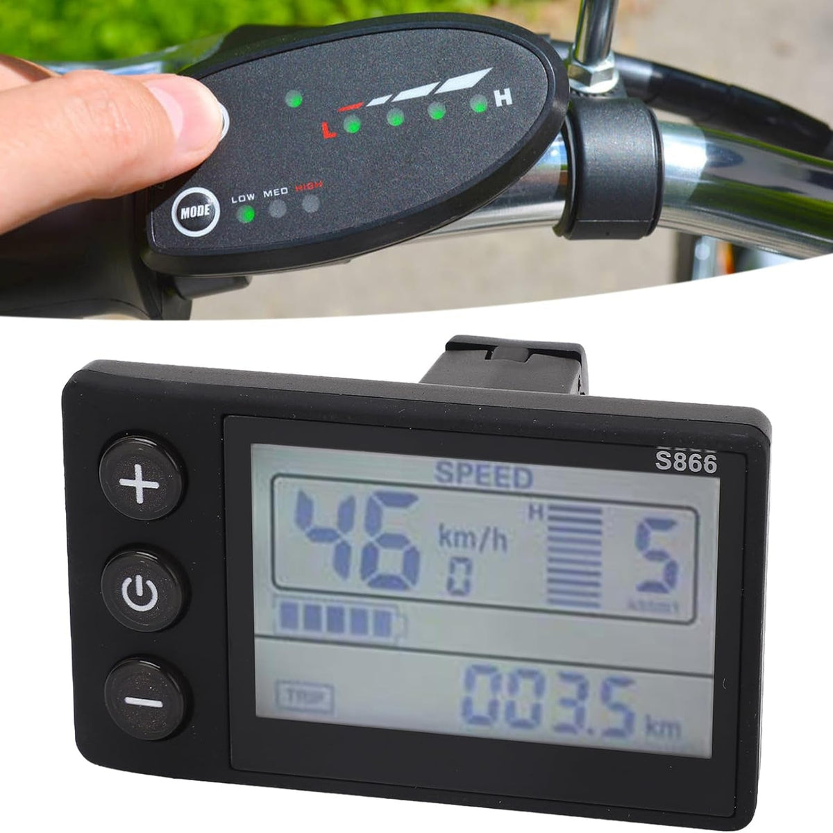 Electric LCD Display Smart Computer Handlebar Mount, IP65 Electric Cycle Computer Electric Scooter Control Panel, Speedometer Odometer for Replacement — product view 3